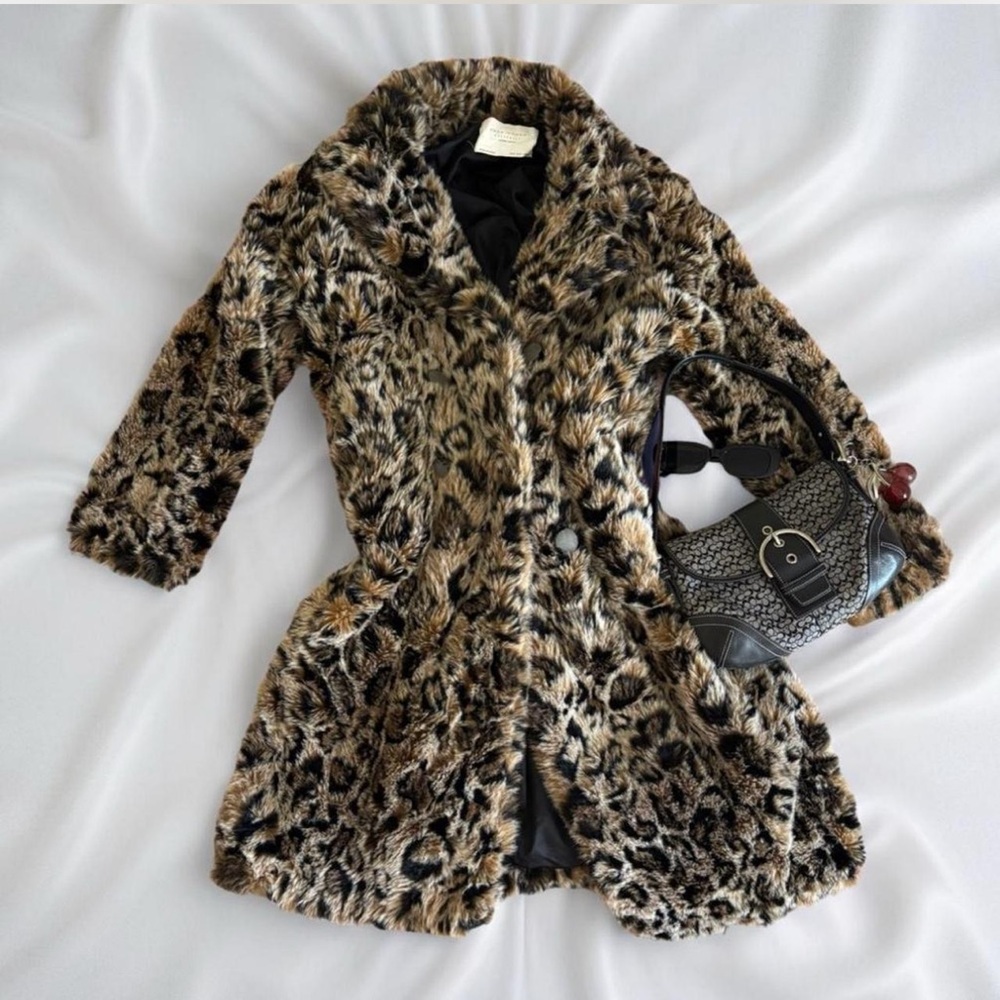 Zara Brown Leopard Print Teddy Jacket